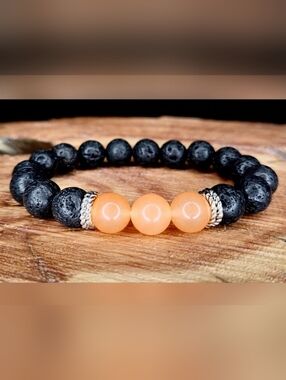 Natural Lava Stone and Rose Quartz Diffuser Stretch Bracelet